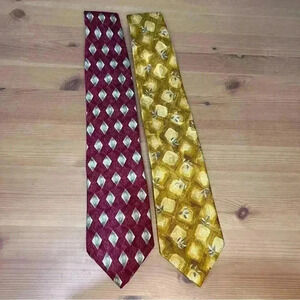 Villa Bolgheri Italian Designer Ties 100% Silk in EUC. Two ties